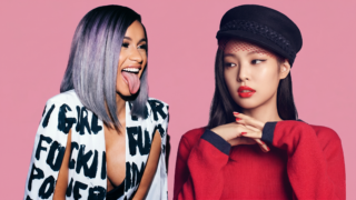 Two K-Pop artists showcasing bold fashion and expressions, highlighting the genre's global impact.
